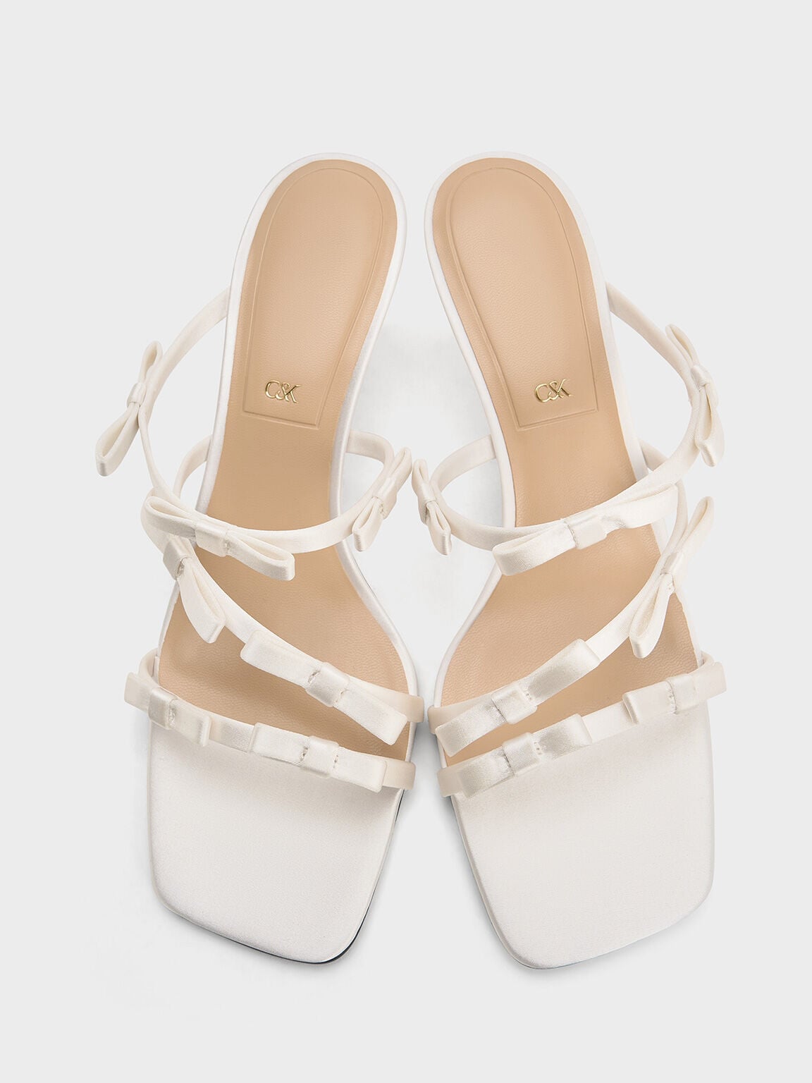 CHARLES & KEITH Trusted / Jessy Bow Heeled Sandals - White