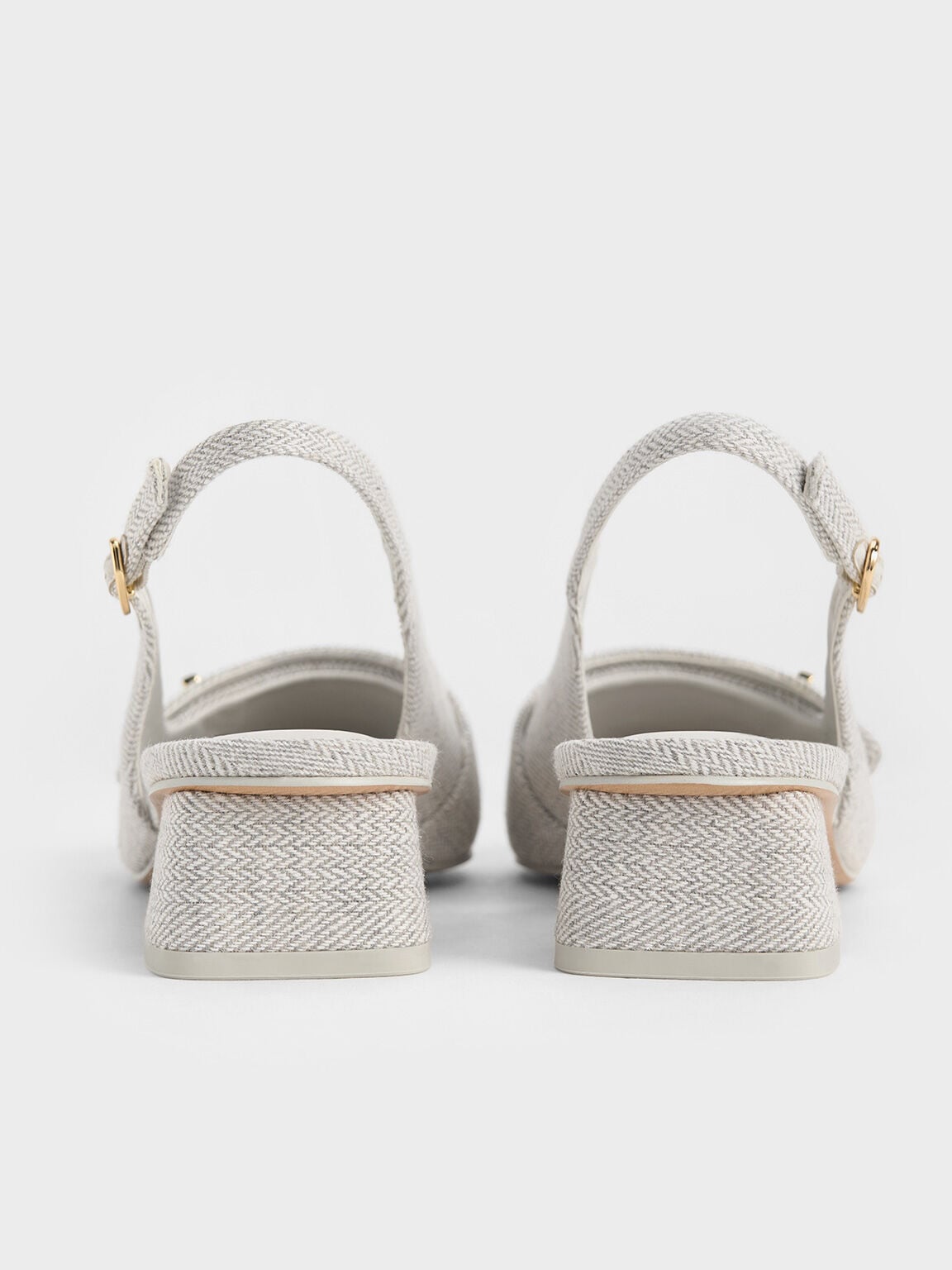 CHARLES & KEITH Popular / Marley Tweed Slingback Pumps - Light Grey