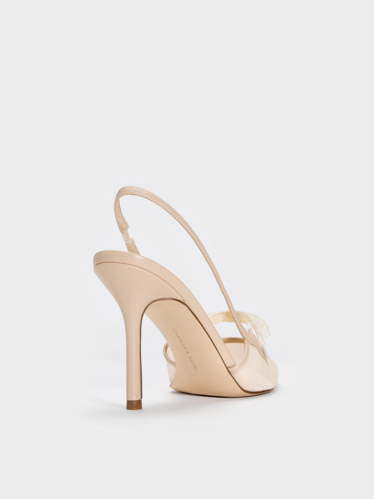 CHARLES & KEITH Recommended / Venetia Mesh Bow Pointed Slingback Pumps - Nude