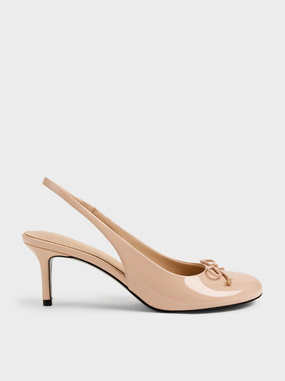CHARLES & KEITH Featured / Imani Patent Asymmetric Slingback Pumps - Nude