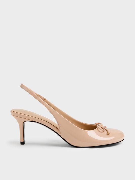CHARLES & KEITH Featured / Imani Patent Asymmetric Slingback Pumps - Nude