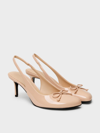 CHARLES & KEITH Featured / Imani Patent Asymmetric Slingback Pumps - Nude