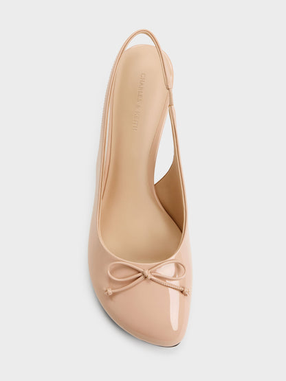 CHARLES & KEITH Featured / Imani Patent Asymmetric Slingback Pumps - Nude