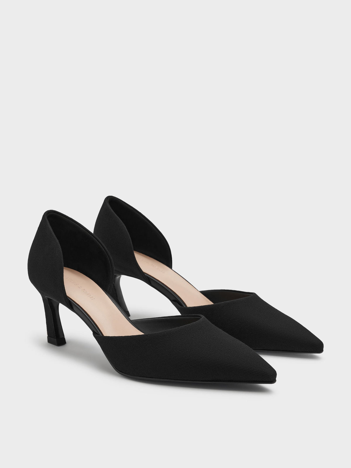 CHARLES & KEITH Best Price / Kerra Twill Pointed D'Orsay Pumps - Black Textured
