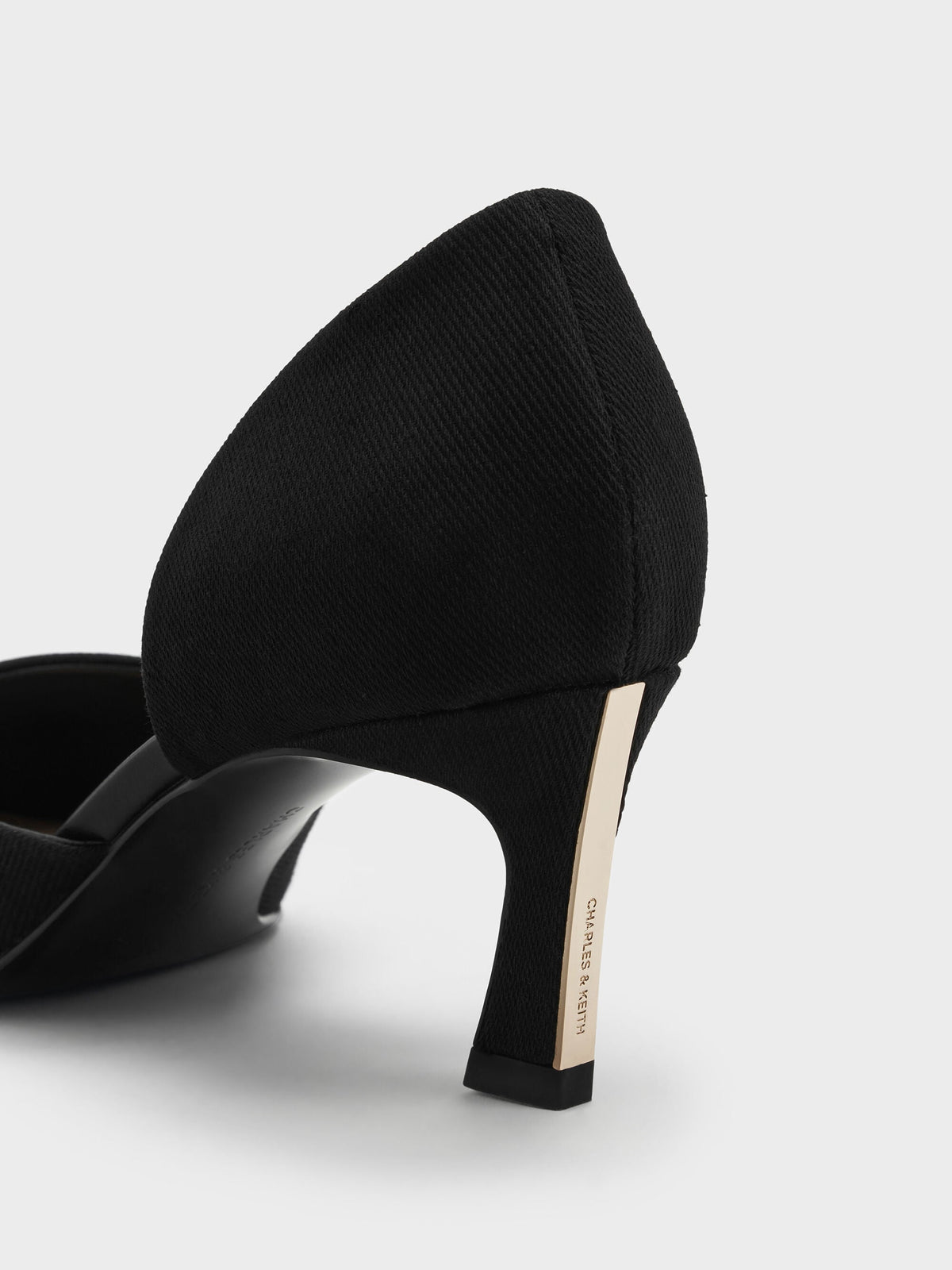 CHARLES & KEITH Best Price / Kerra Twill Pointed D'Orsay Pumps - Black Textured