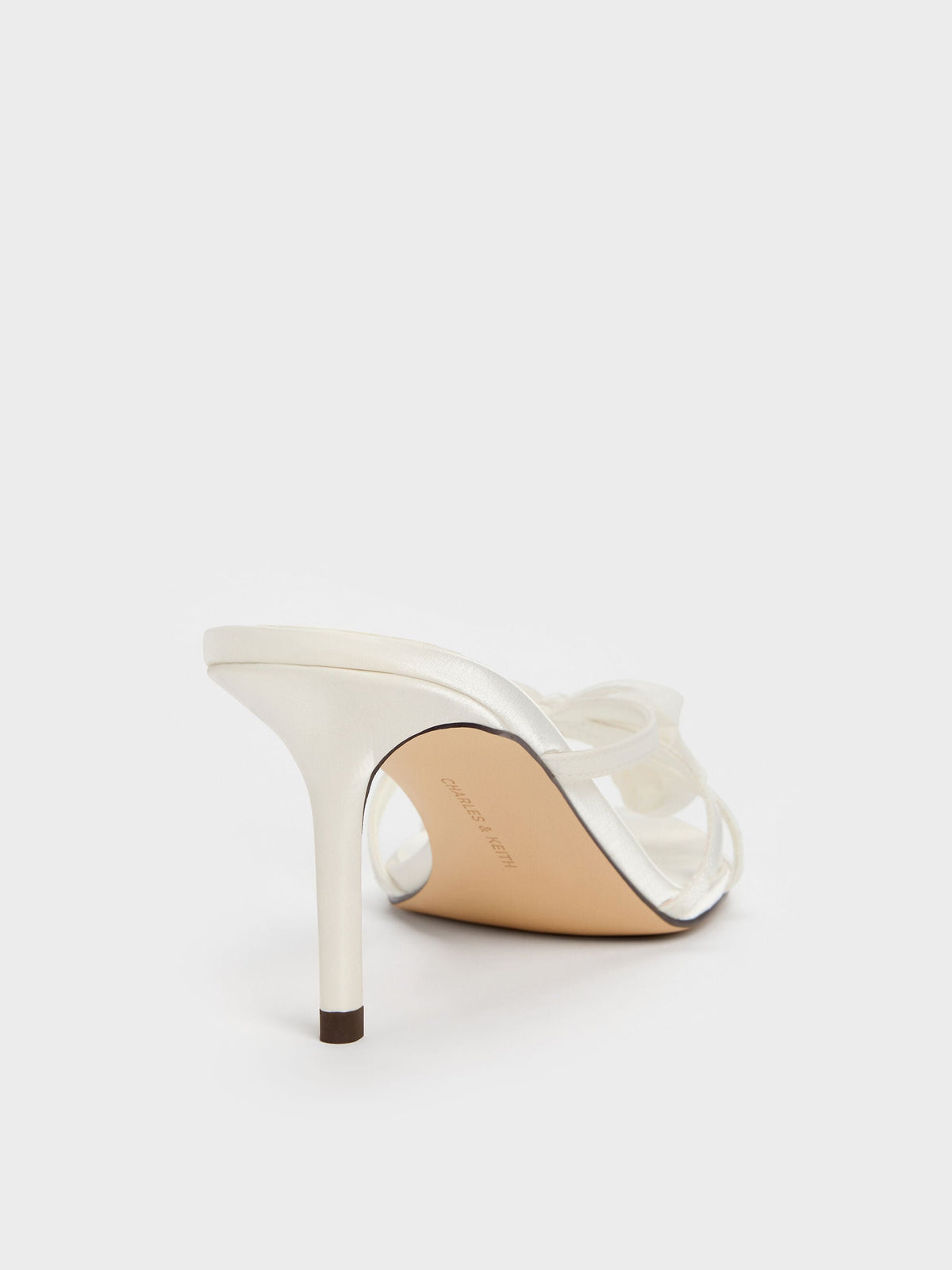 CHARLES & KEITH Signature / Bow Flower-Pearl Heeled Mules - White