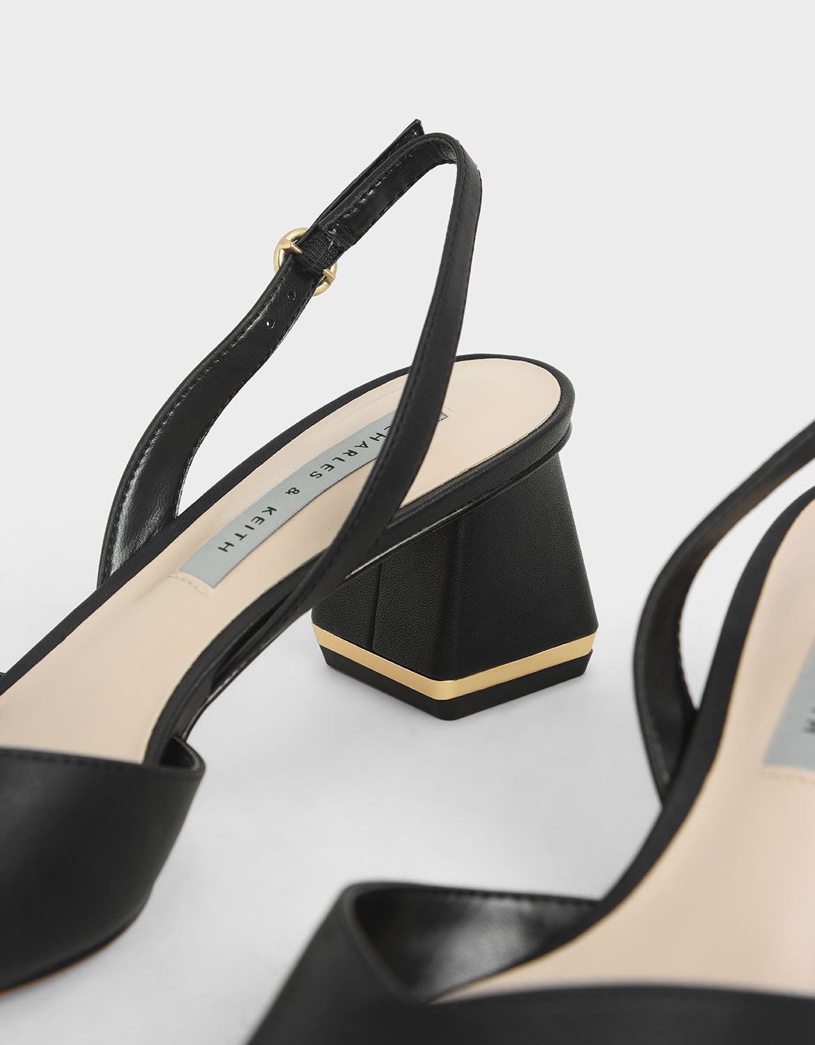 CHARLES & KEITH Essential / Katarina Metallic-Heel Slingback Pumps - Black