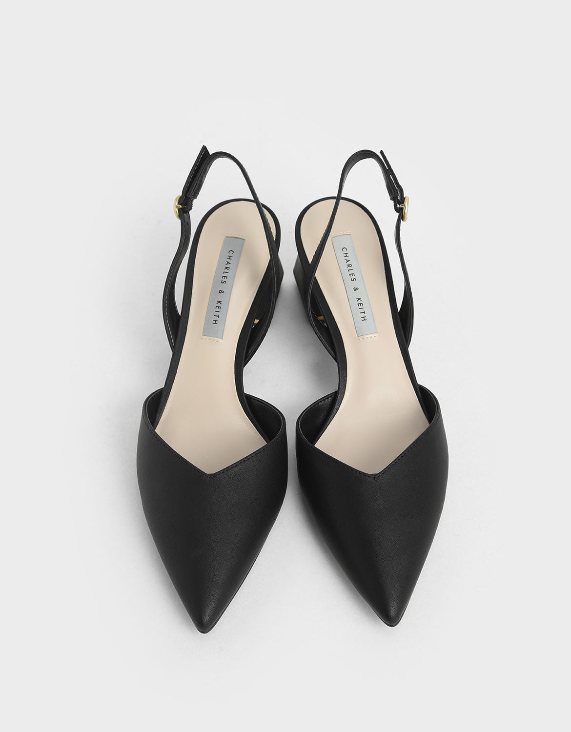 CHARLES & KEITH Essential / Katarina Metallic-Heel Slingback Pumps - Black
