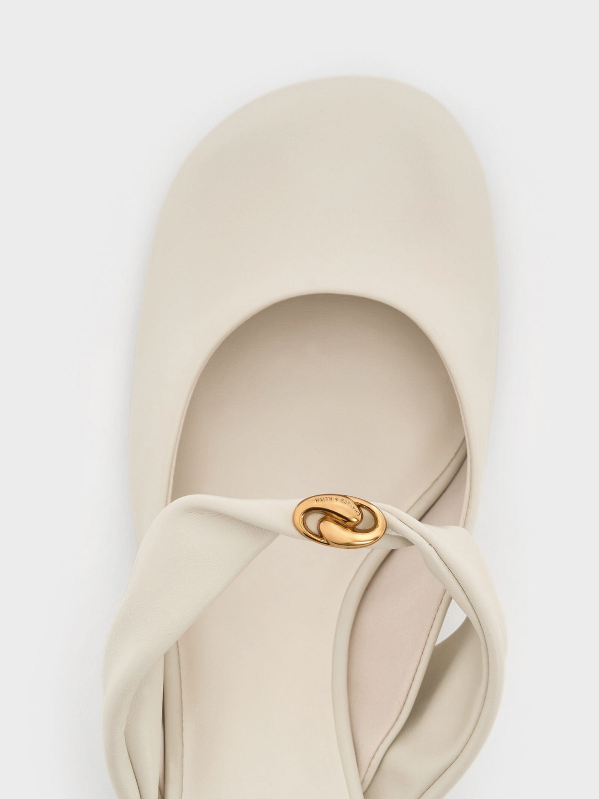 CHARLES & KEITH Deals / Metallic-Accent Twisted-Strap Heeled Mules - Chalk