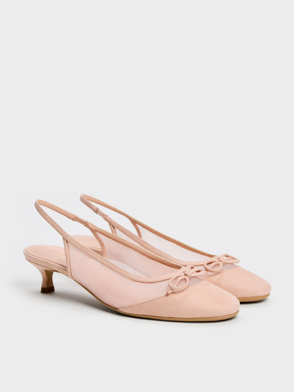 CHARLES & KEITH Great Value / Mulligan Mesh Bow Slingback Pumps - Blush