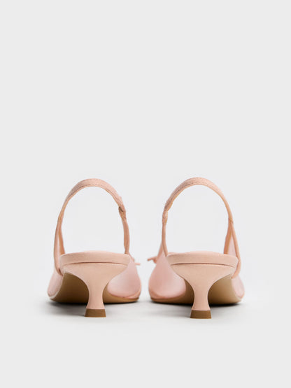 CHARLES & KEITH Great Value / Mulligan Mesh Bow Slingback Pumps - Blush