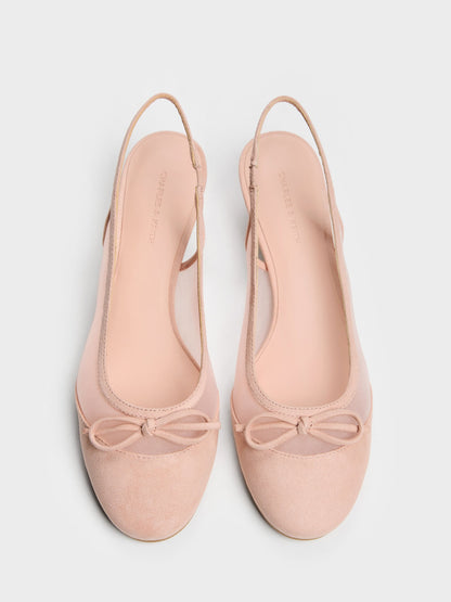 CHARLES & KEITH Great Value / Mulligan Mesh Bow Slingback Pumps - Blush