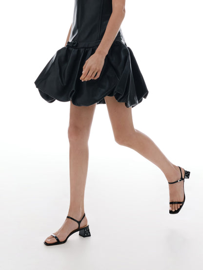 CHARLES & KEITH New / Emmaline Patent Leather Crystal Sandals - Black Patent