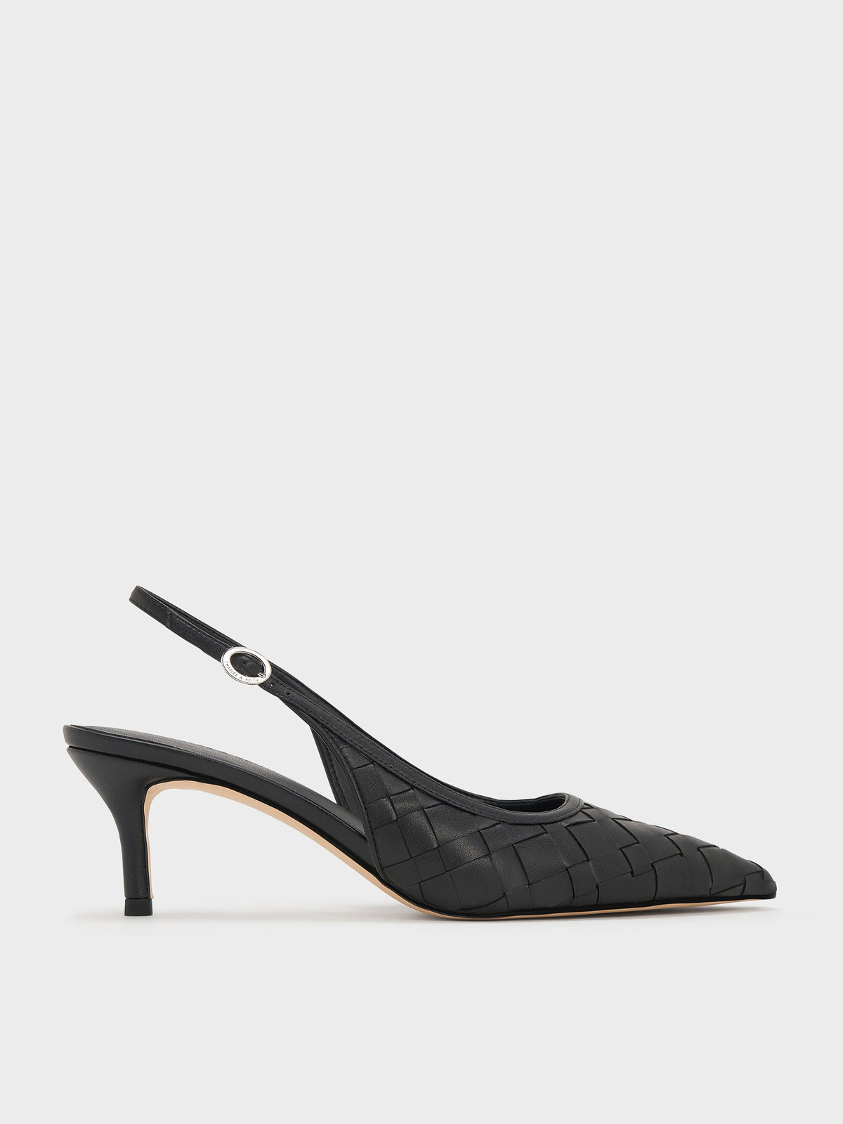CHARLES & KEITH Discount / Ivette Woven Pointed Slingback Pumps - Black