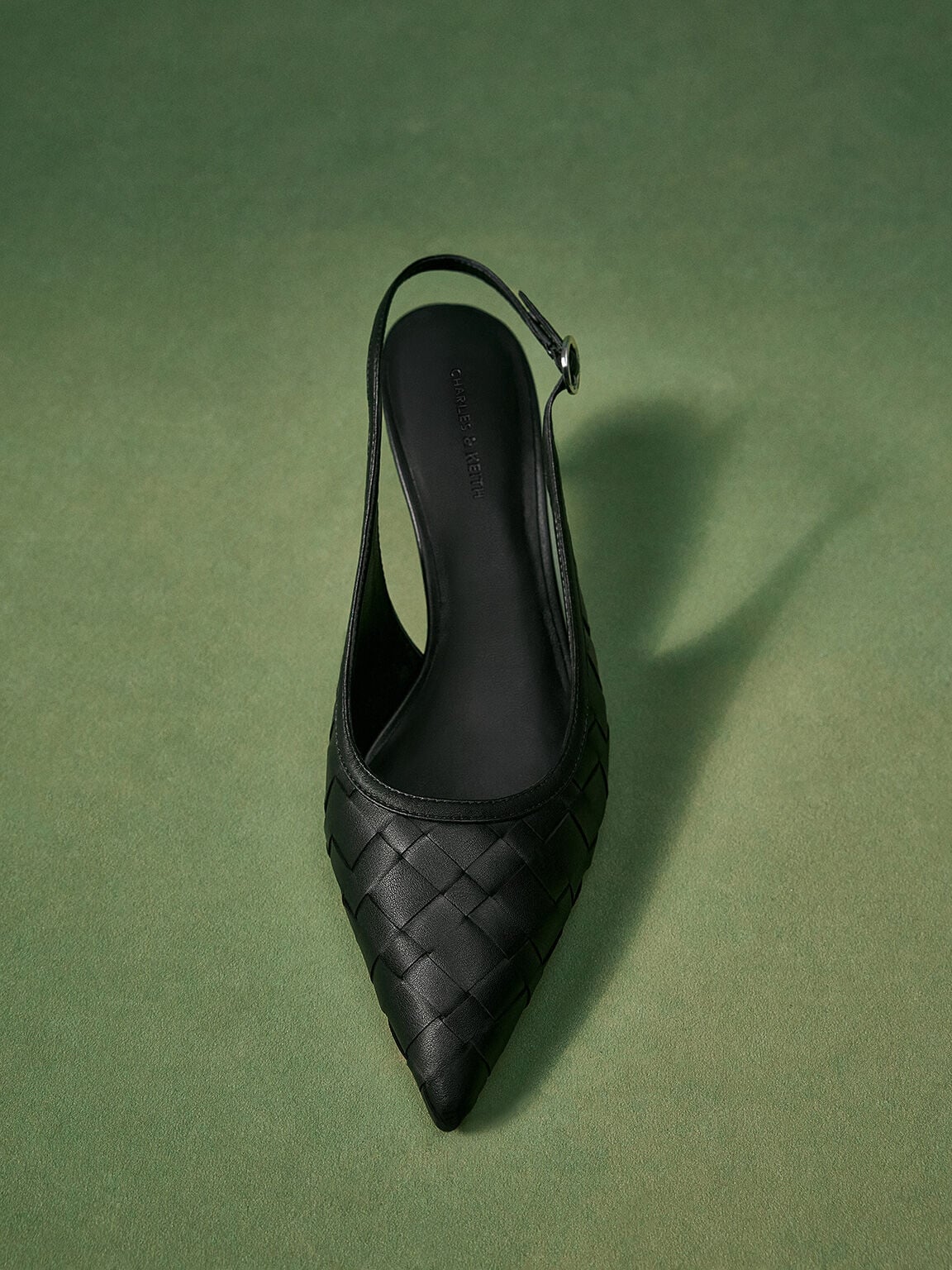 CHARLES & KEITH Discount / Ivette Woven Pointed Slingback Pumps - Black