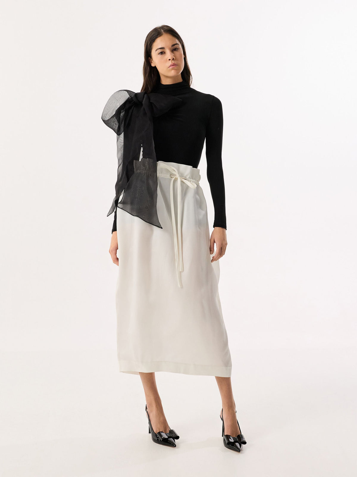 CHARLES & KEITH Customer Favorite / Lu Patent Leather Bow Slingback Pumps - Black Patent