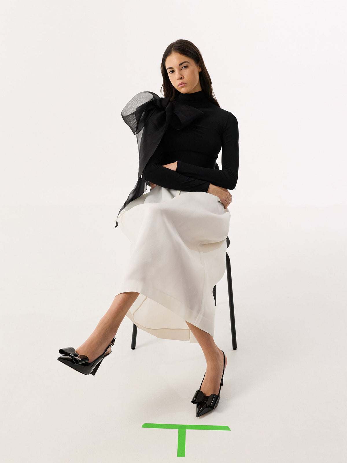 CHARLES & KEITH Customer Favorite / Lu Patent Leather Bow Slingback Pumps - Black Patent