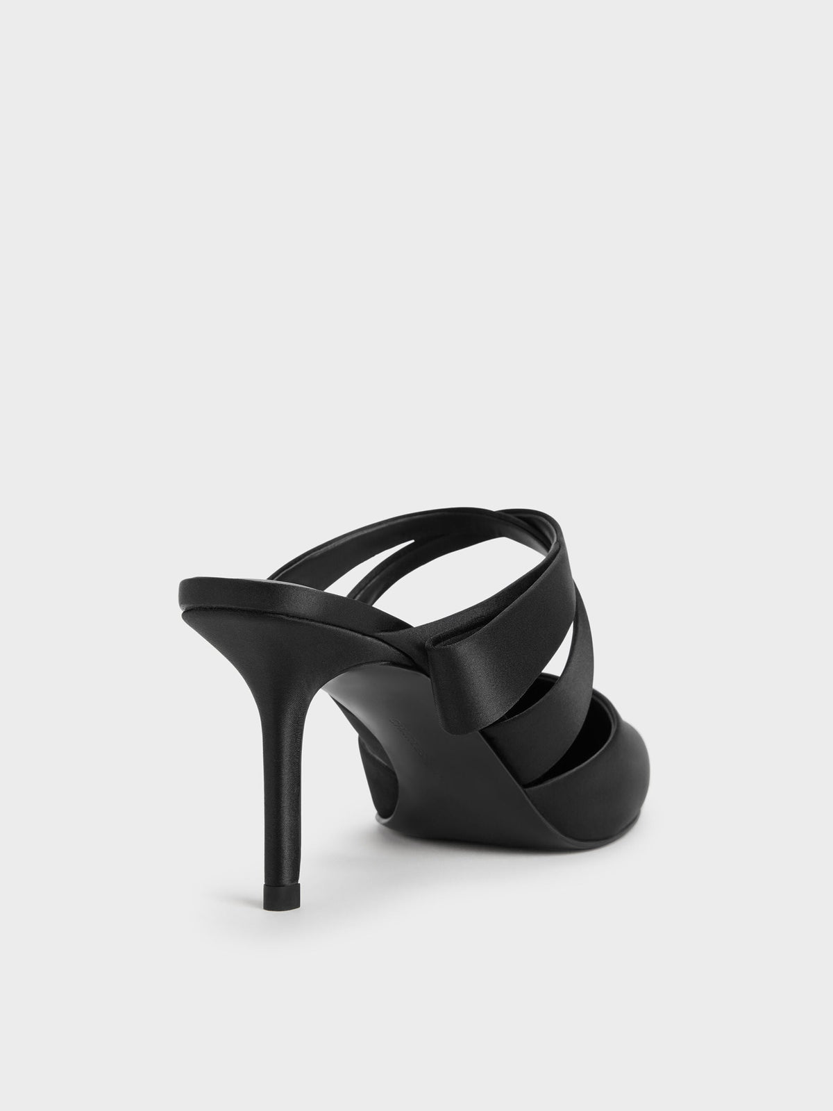 CHARLES & KEITH Deals / Satin Pleated-Strap Heeled Mules - Black Textured