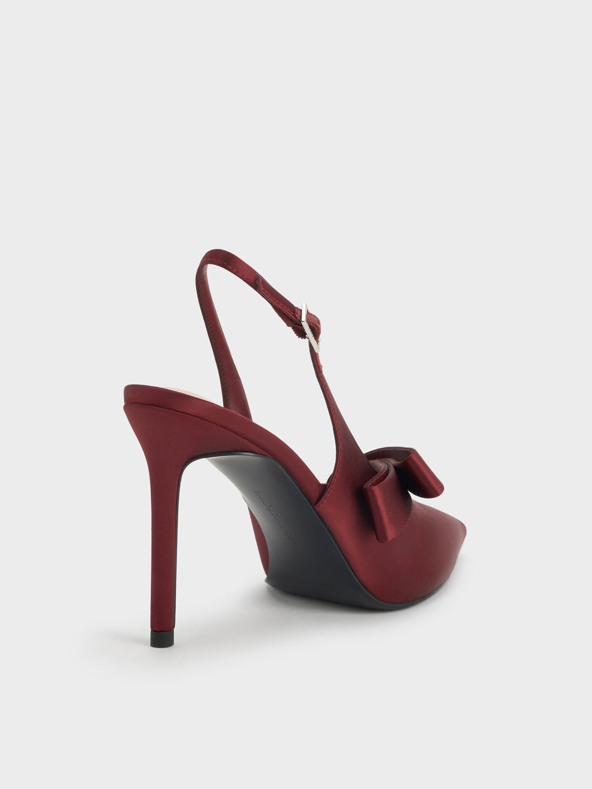 CHARLES & KEITH Trending / Satin Pleated-Strap Slingback Pumps - Red