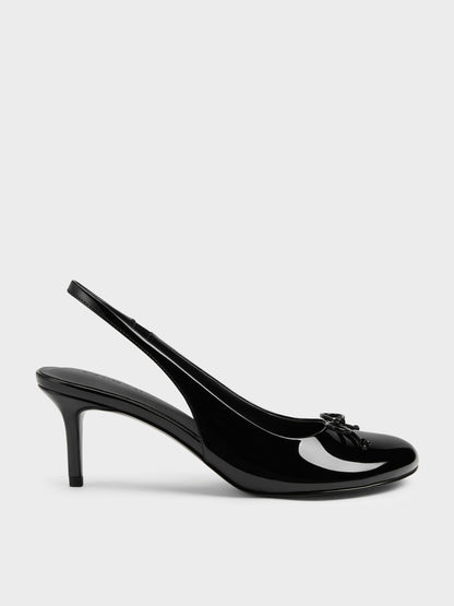 CHARLES & KEITH Special Offer / Imani Patent Asymmetric Slingback Pumps - Black Patent