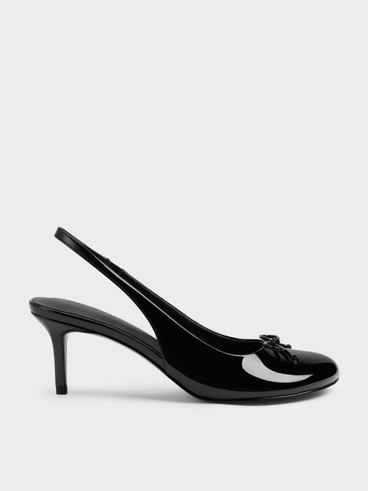 CHARLES & KEITH Special Offer / Imani Patent Asymmetric Slingback Pumps - Black Patent