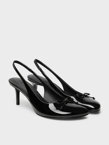 CHARLES & KEITH Special Offer / Imani Patent Asymmetric Slingback Pumps - Black Patent