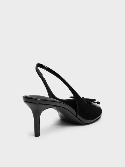CHARLES & KEITH Special Offer / Imani Patent Asymmetric Slingback Pumps - Black Patent