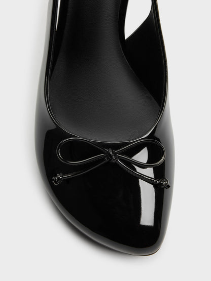 CHARLES & KEITH Special Offer / Imani Patent Asymmetric Slingback Pumps - Black Patent