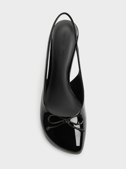 CHARLES & KEITH Special Offer / Imani Patent Asymmetric Slingback Pumps - Black Patent