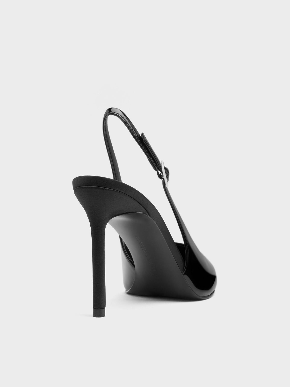 CHARLES & KEITH Featured / Patent Pointed Slingback Pumps - Black Patent
