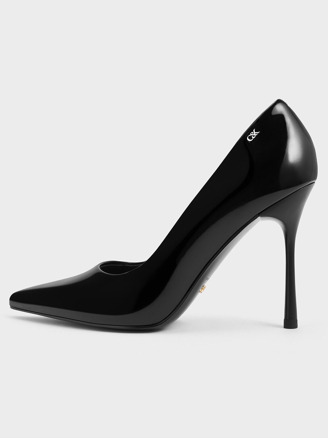 CHARLES & KEITH Hot Sale / Kyra Leather Pointed-Toe Pumps - Black Box