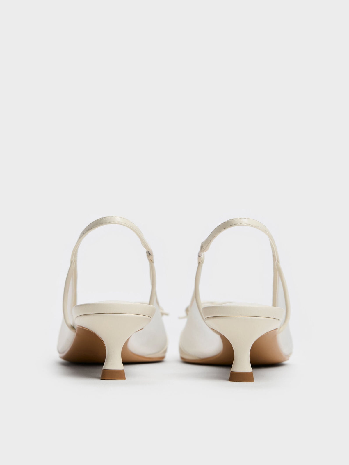 CHARLES & KEITH Best Seller / Mulligan Mesh Bow Slingback Pumps - Chalk