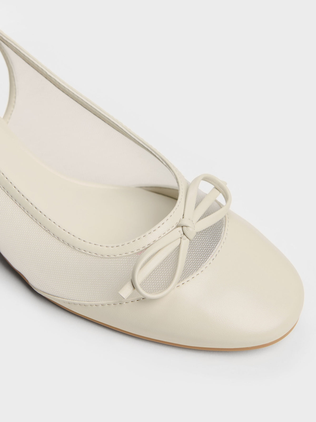 CHARLES & KEITH Best Seller / Mulligan Mesh Bow Slingback Pumps - Chalk