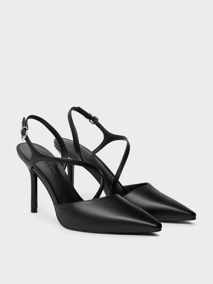 CHARLES & KEITH Premium / Cordelia Pointed Slingback Pumps - Black