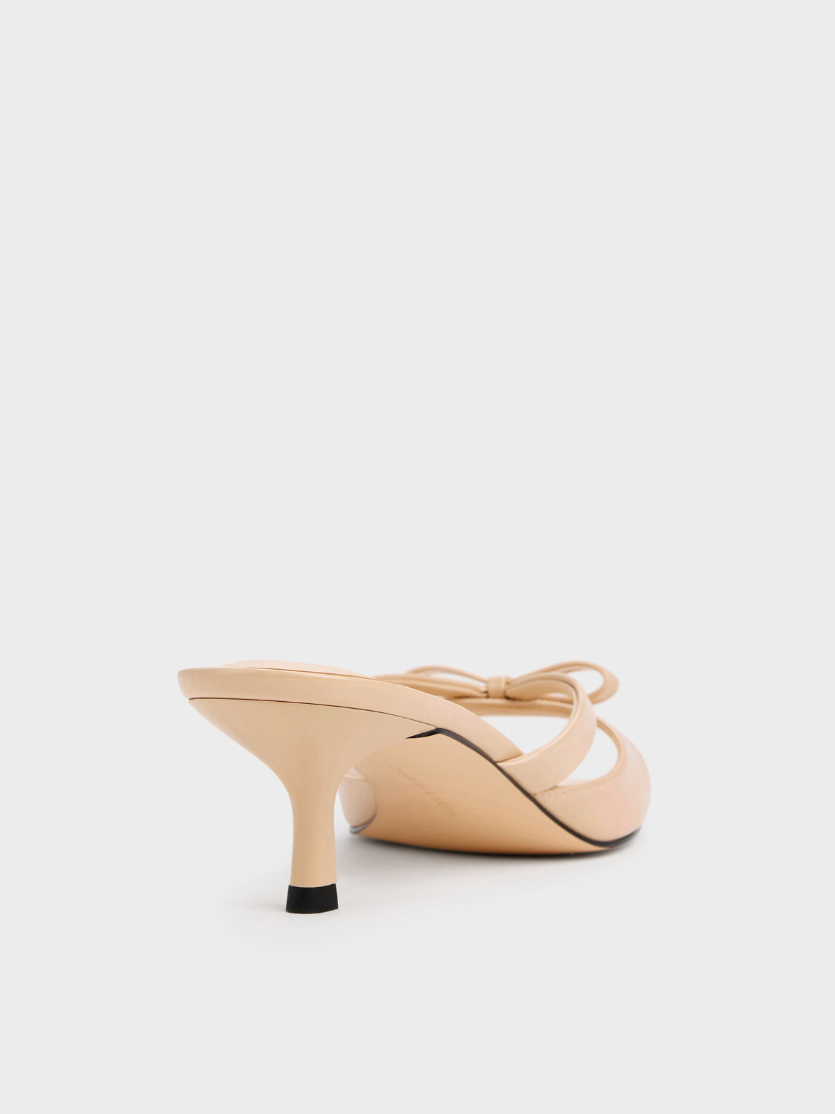 CHARLES & KEITH New / Kaleen Patent Kitten-Heel Mules - Nude