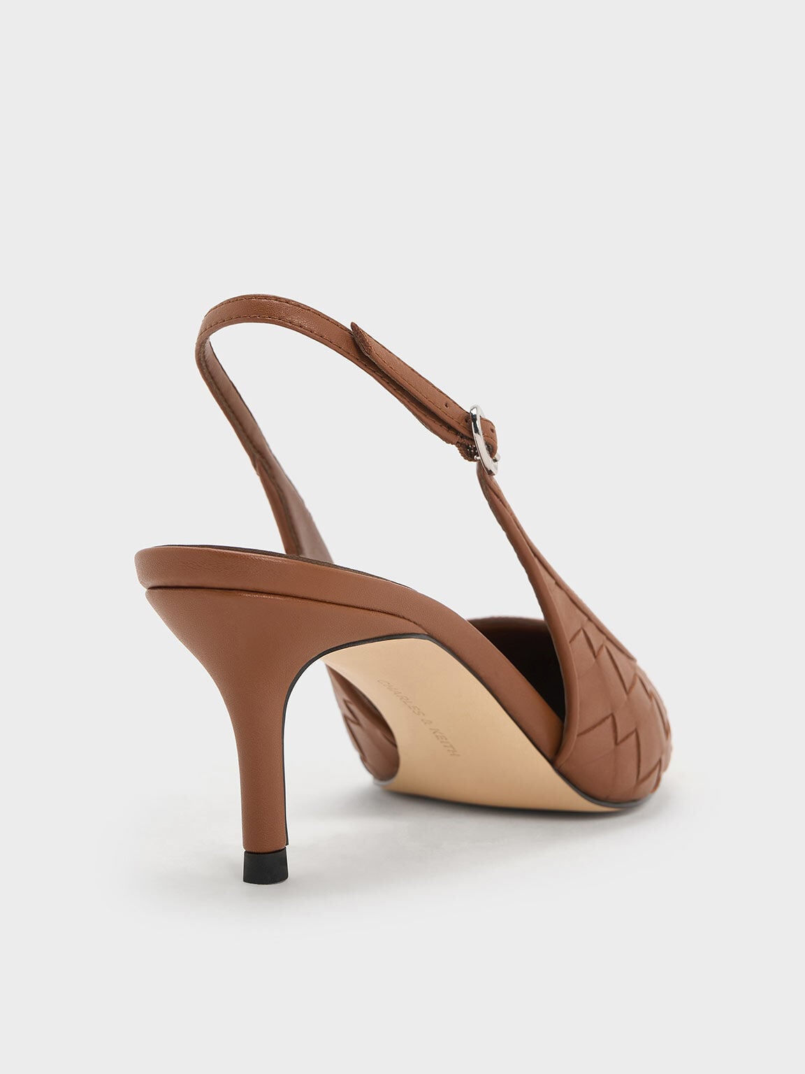 CHARLES & KEITH Recommended / Ivette Woven Pointed Slingback Pumps - Brown