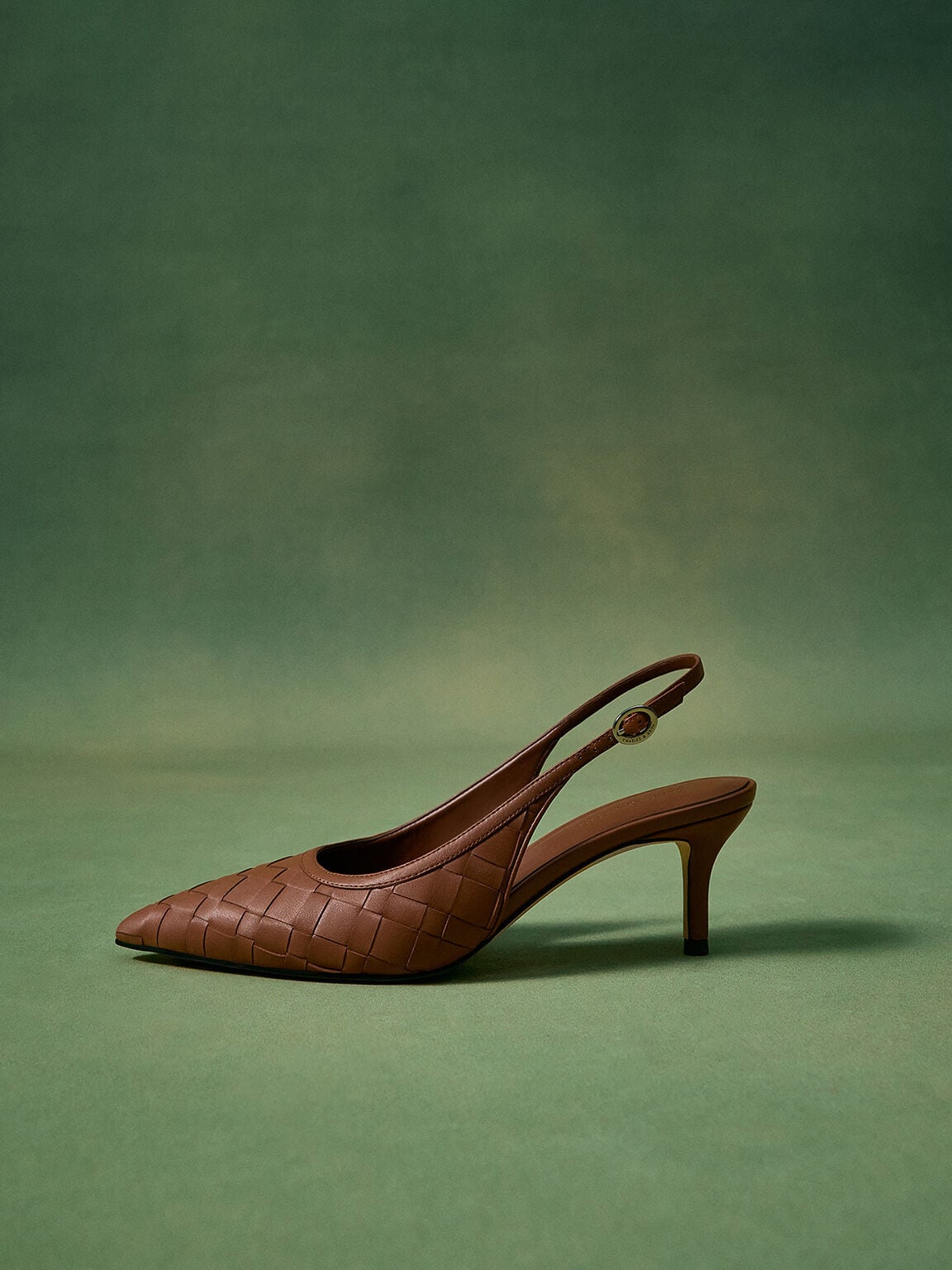 CHARLES & KEITH Recommended / Ivette Woven Pointed Slingback Pumps - Brown