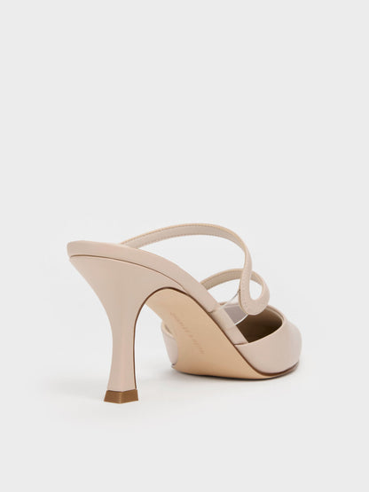 CHARLES & KEITH Quality / Arden Pointed Wavy Heeled Mules - Light Pink