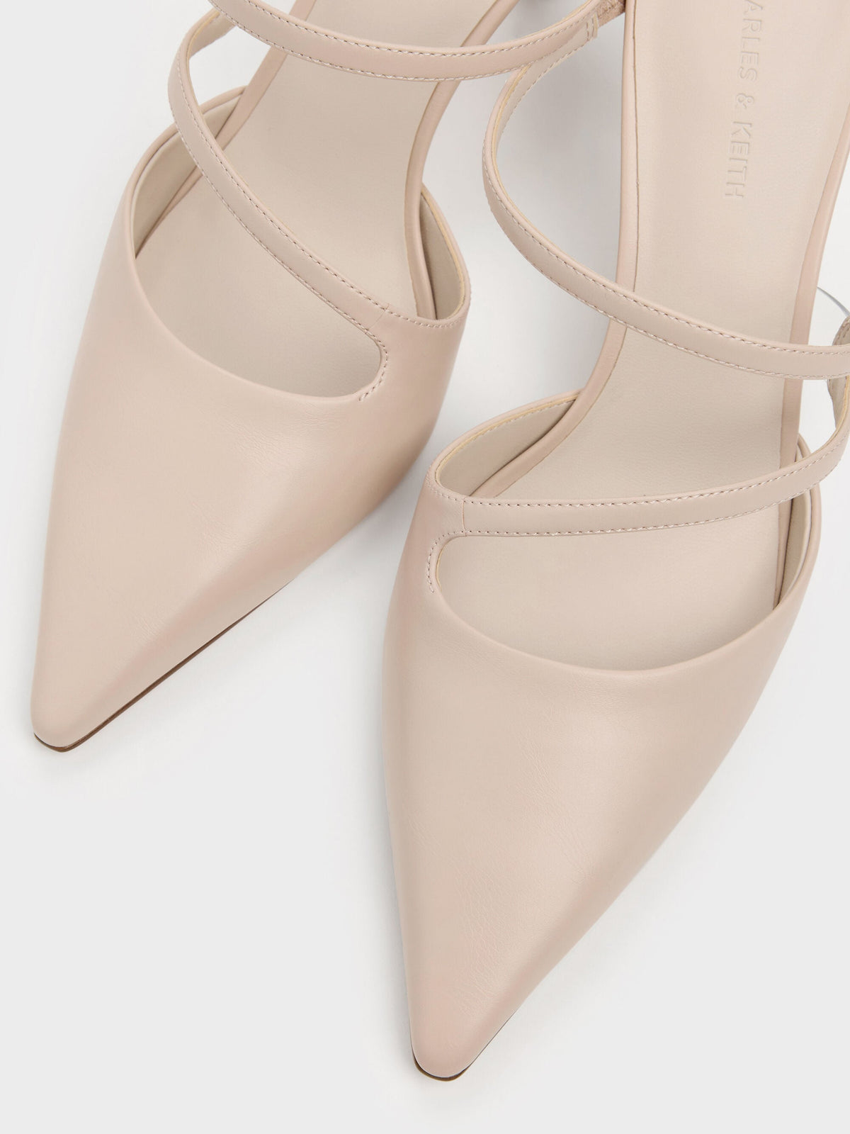 CHARLES & KEITH Quality / Arden Pointed Wavy Heeled Mules - Light Pink