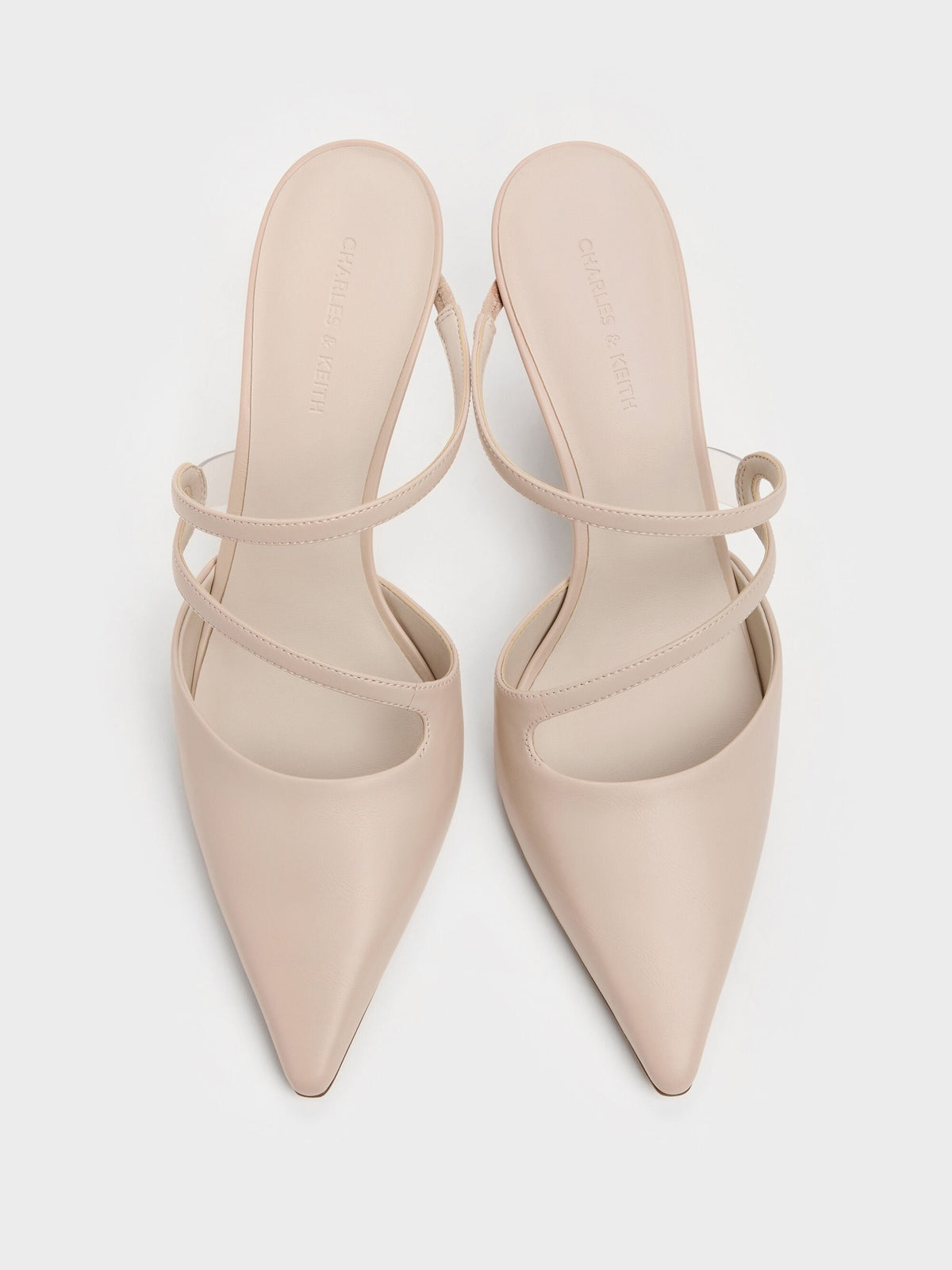CHARLES & KEITH Quality / Arden Pointed Wavy Heeled Mules - Light Pink