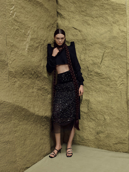 CHARLES & KEITH Featured / Jessy Gem-Bow Heeled Sandals - Black Textured
