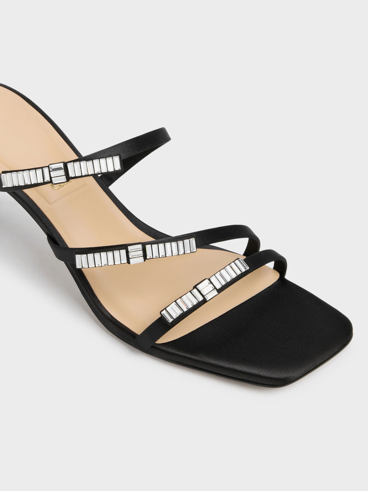 CHARLES & KEITH Featured / Jessy Gem-Bow Heeled Sandals - Black Textured