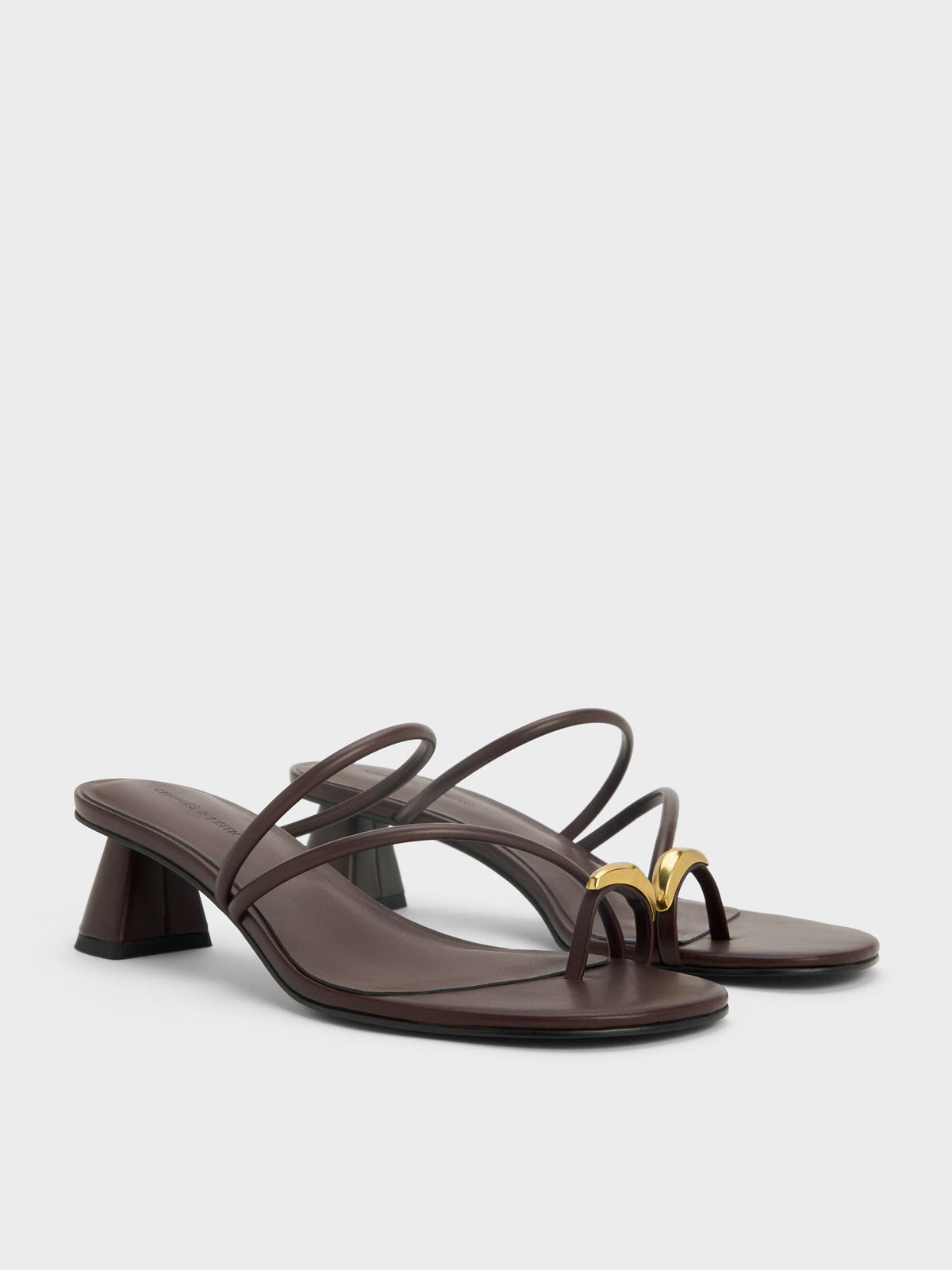 CHARLES & KEITH Trusted / Toe-Ring Strappy Heels - Maroon