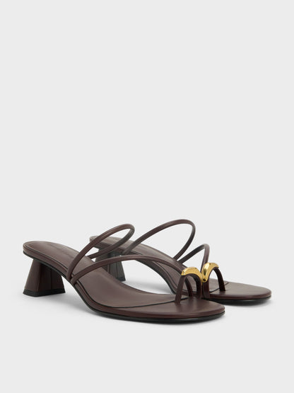 CHARLES & KEITH Trusted / Toe-Ring Strappy Heels - Maroon