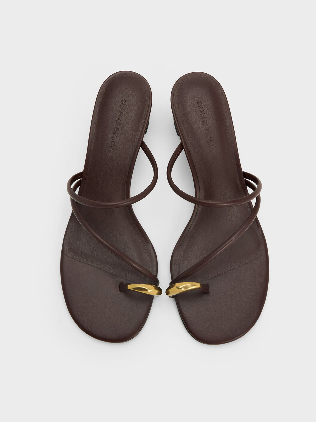CHARLES & KEITH Trusted / Toe-Ring Strappy Heels - Maroon