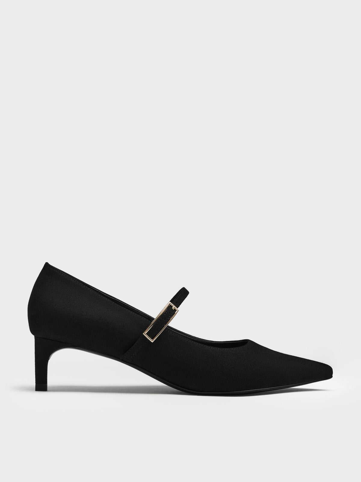 CHARLES & KEITH Latest / Luciana Faux Suede Mary Jane Pumps - Black Textured