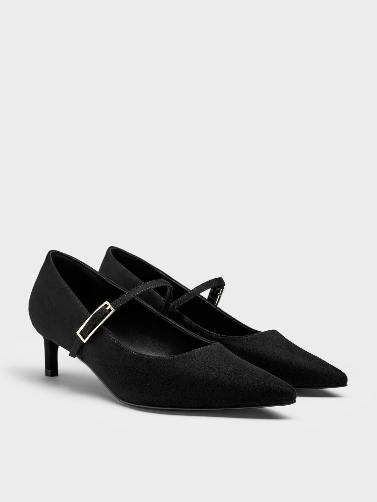 CHARLES & KEITH Latest / Luciana Faux Suede Mary Jane Pumps - Black Textured