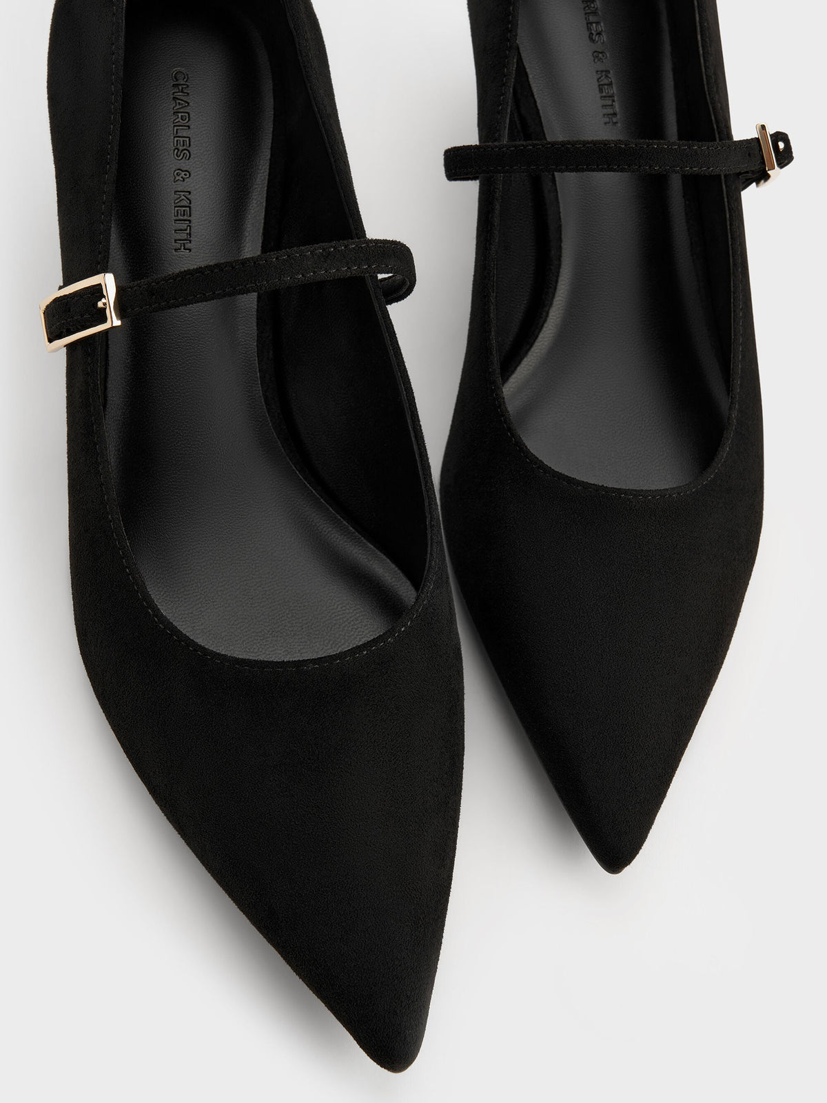 CHARLES & KEITH Latest / Luciana Faux Suede Mary Jane Pumps - Black Textured