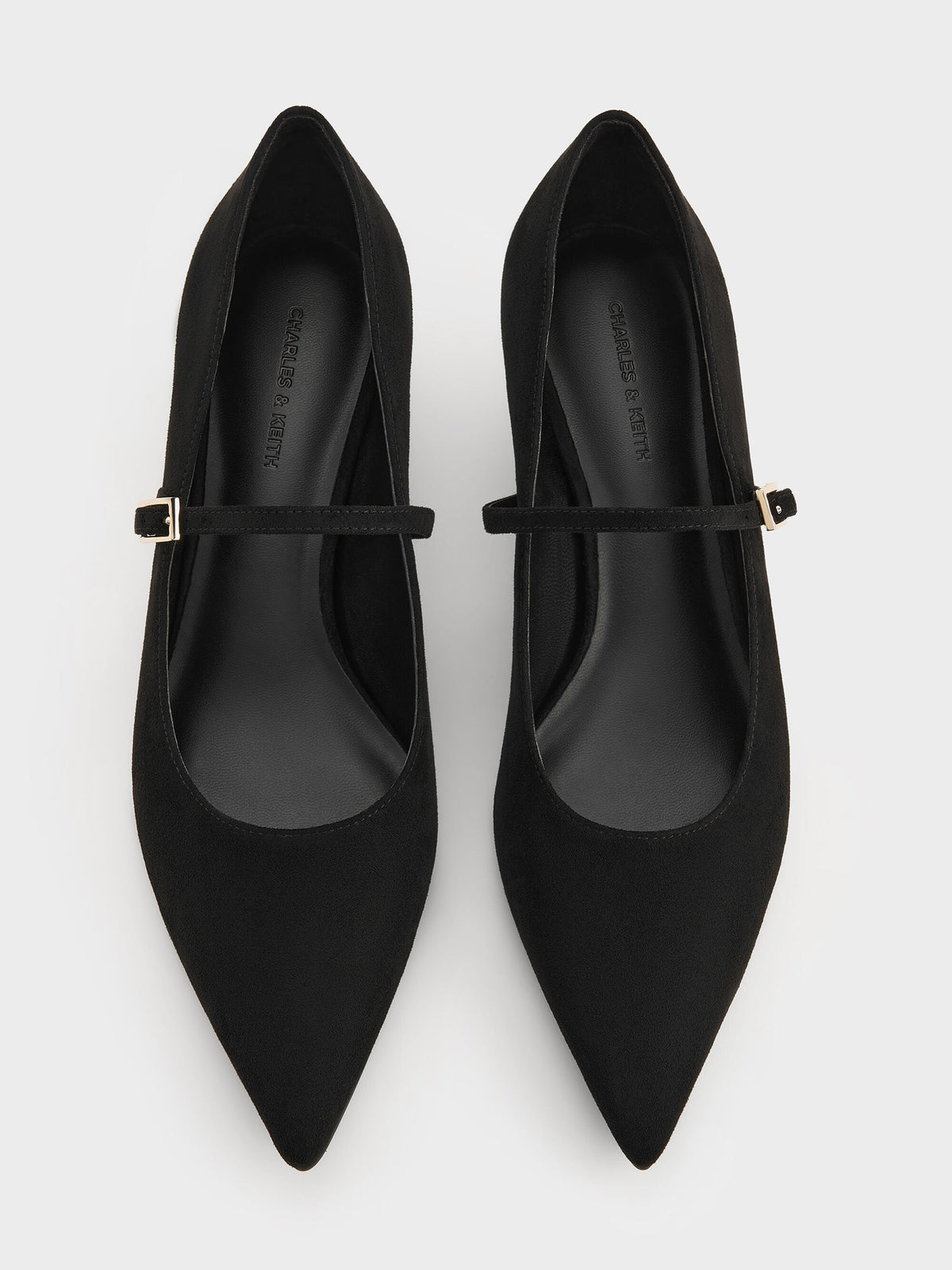 CHARLES & KEITH Latest / Luciana Faux Suede Mary Jane Pumps - Black Textured