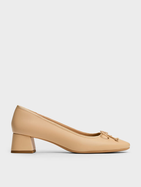 CHARLES & KEITH Popular / Bow Ballet Pumps - Sand